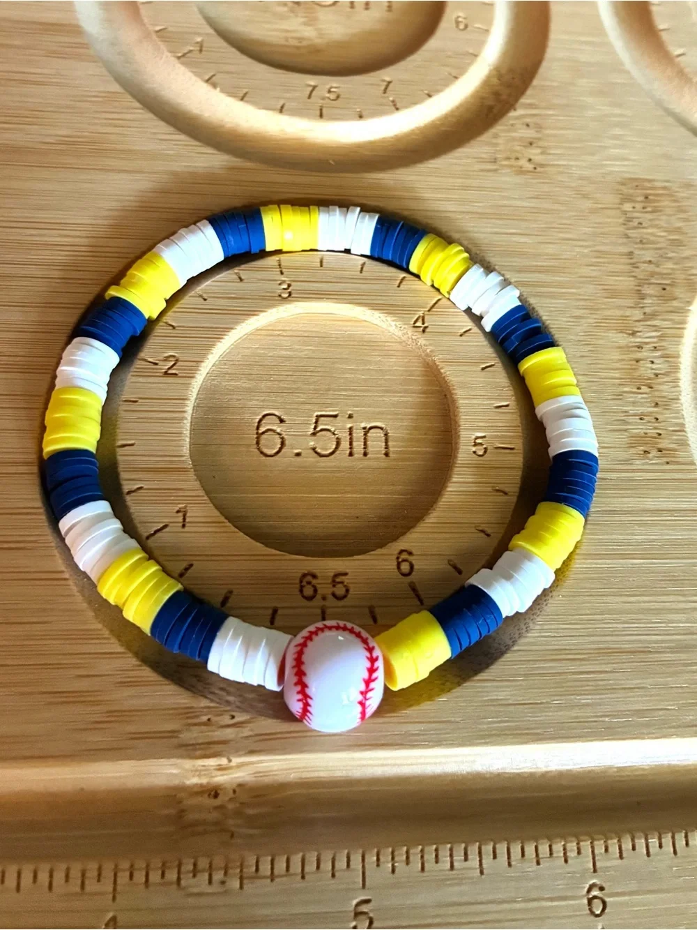 Brewers Team Beaded Wrap Bracelet - Yellow, Navy & White